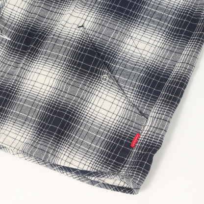 23AW ノーカラー オンブレチェック フランネルシャツ(NO COLLAR SHIRTS OMBRE CHECK)