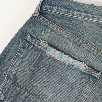 ×Soulgoods ダメージリペア加工 デニムパンツ(SG REGULAR TAPERED REMAKE 5P PANTS)