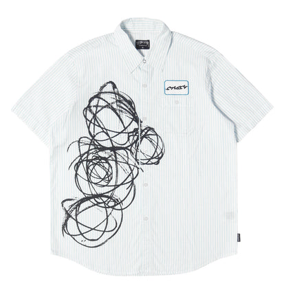 00s ×FUTURA ワッペン付き ストライプ ワーク 半袖シャツ
