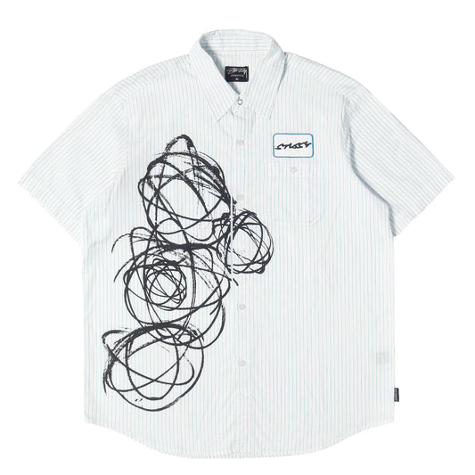 00s ×FUTURA ワッペン付き ストライプ ワーク 半袖シャツ