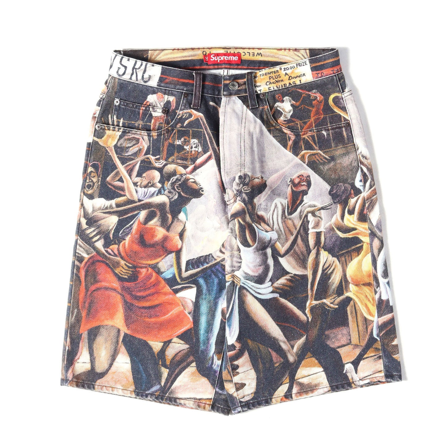 25SS ×Ernie Barnes 総柄グラフィック バギー デニムショーツ(Baggy Denim Short)
