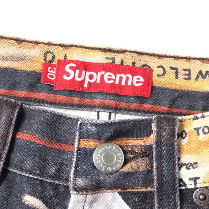 25SS ×Ernie Barnes 総柄グラフィック バギー デニムショーツ(Baggy Denim Short)