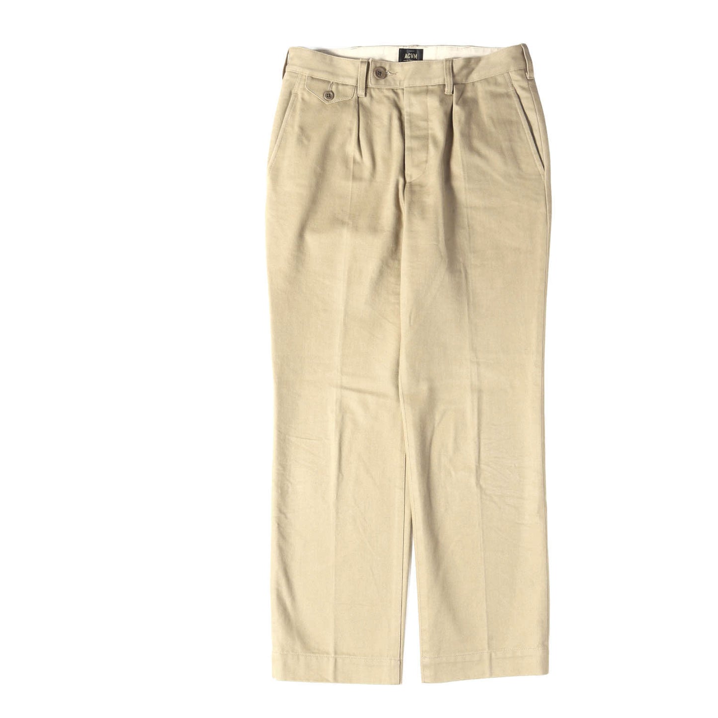 コットン カツラギ ワンタック ワークパンツ (SINGLE PLEATED COTTON TWILL TROUSERS)