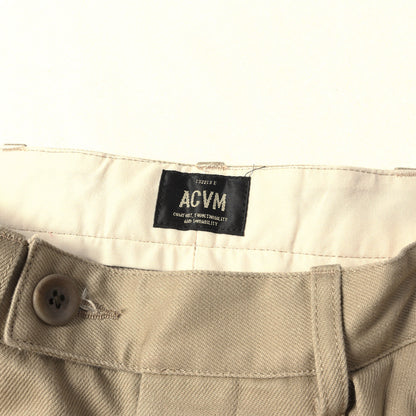 コットン カツラギ ワンタック ワークパンツ (SINGLE PLEATED COTTON TWILL TROUSERS)