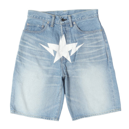 23SS ヴィンテージ加工 フロント ツインSTA デニムショーツ(Star Logo Denim Shorts)