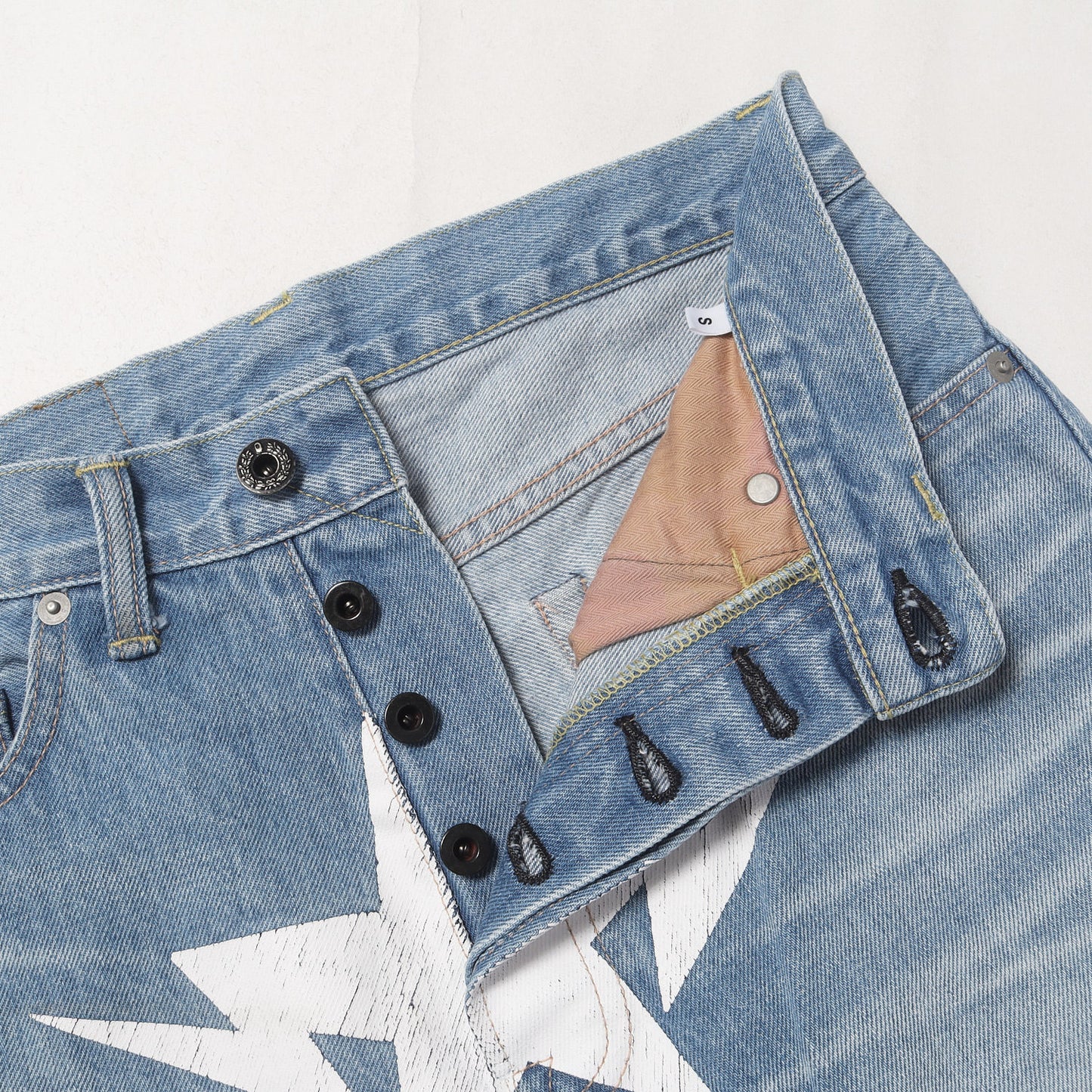 23SS ヴィンテージ加工 フロント ツインSTA デニムショーツ(Star Logo Denim Shorts)