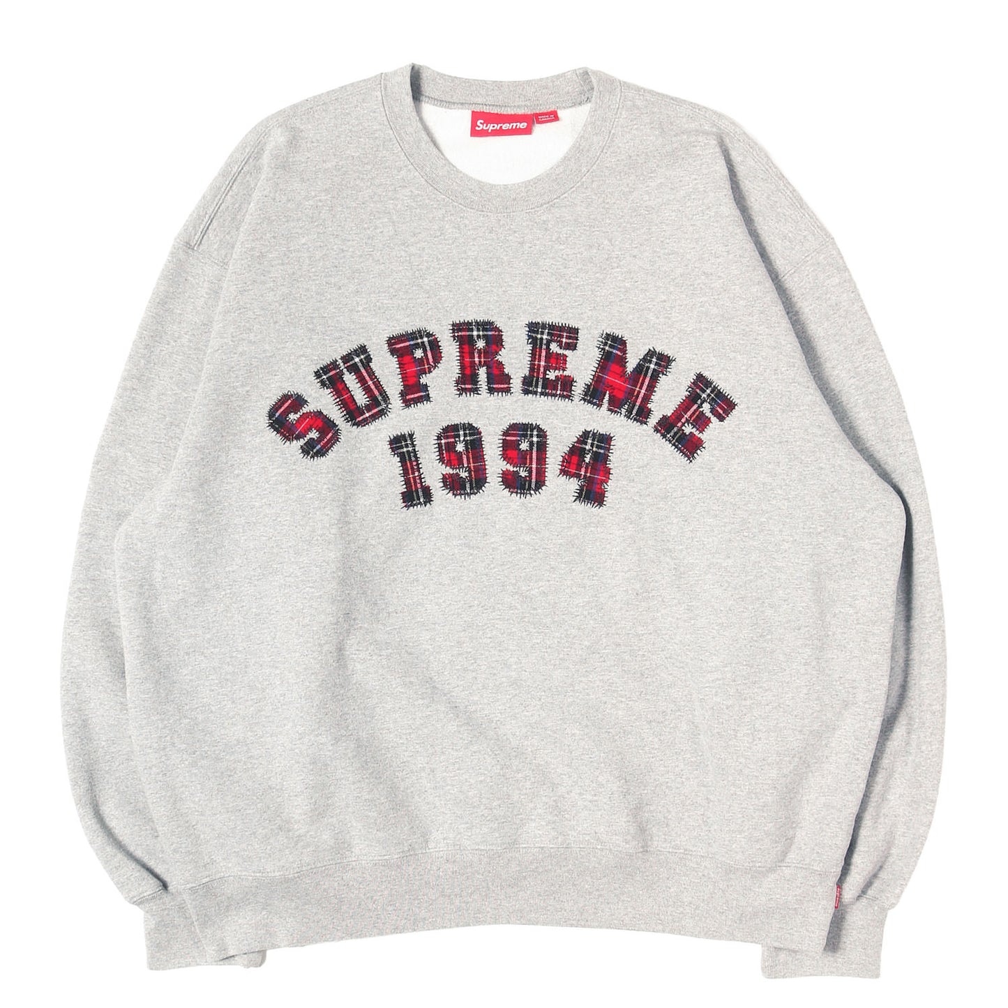 26SS チェックアップリケ アーチロゴ スウェット(Plaid Arc Crewneck)