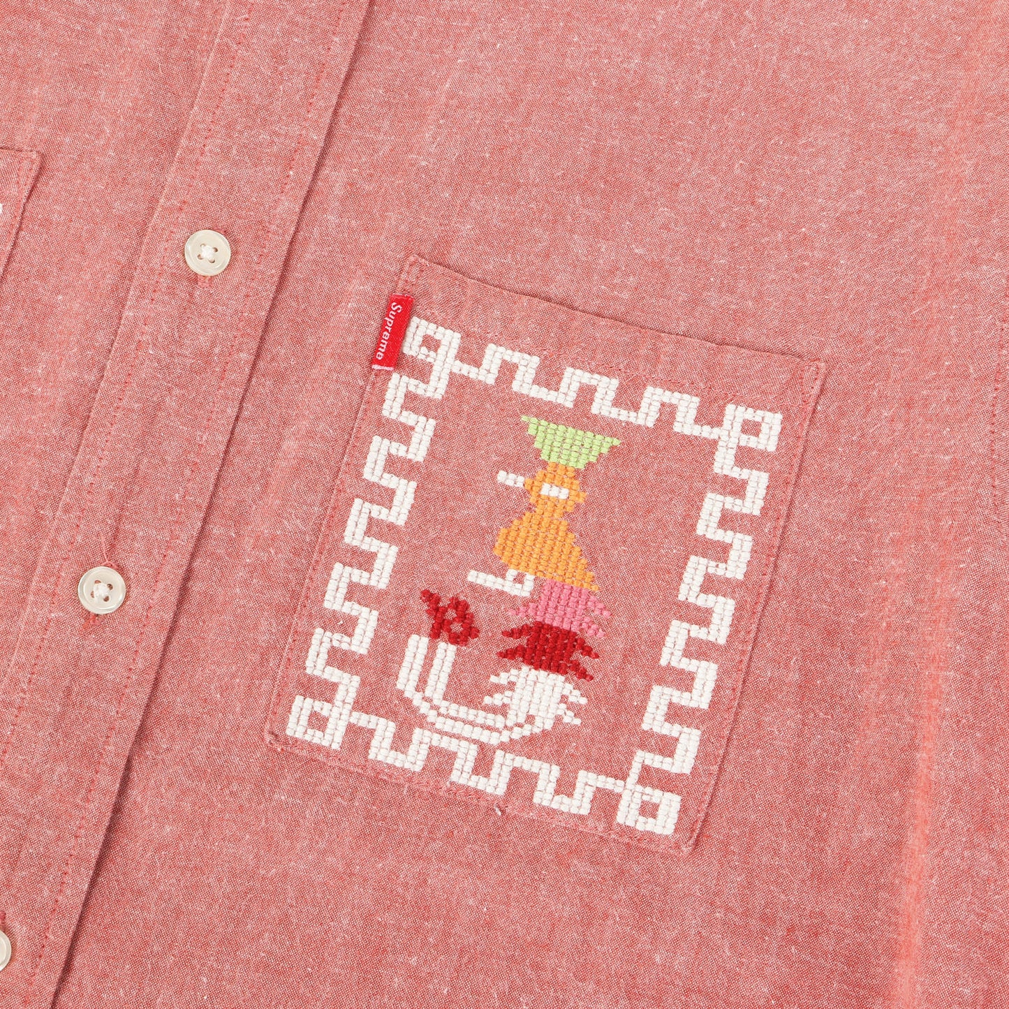 民族刺繍 シャンブレー グアヤベラシャツ / キューバシャツ(Guatemala Shirt)