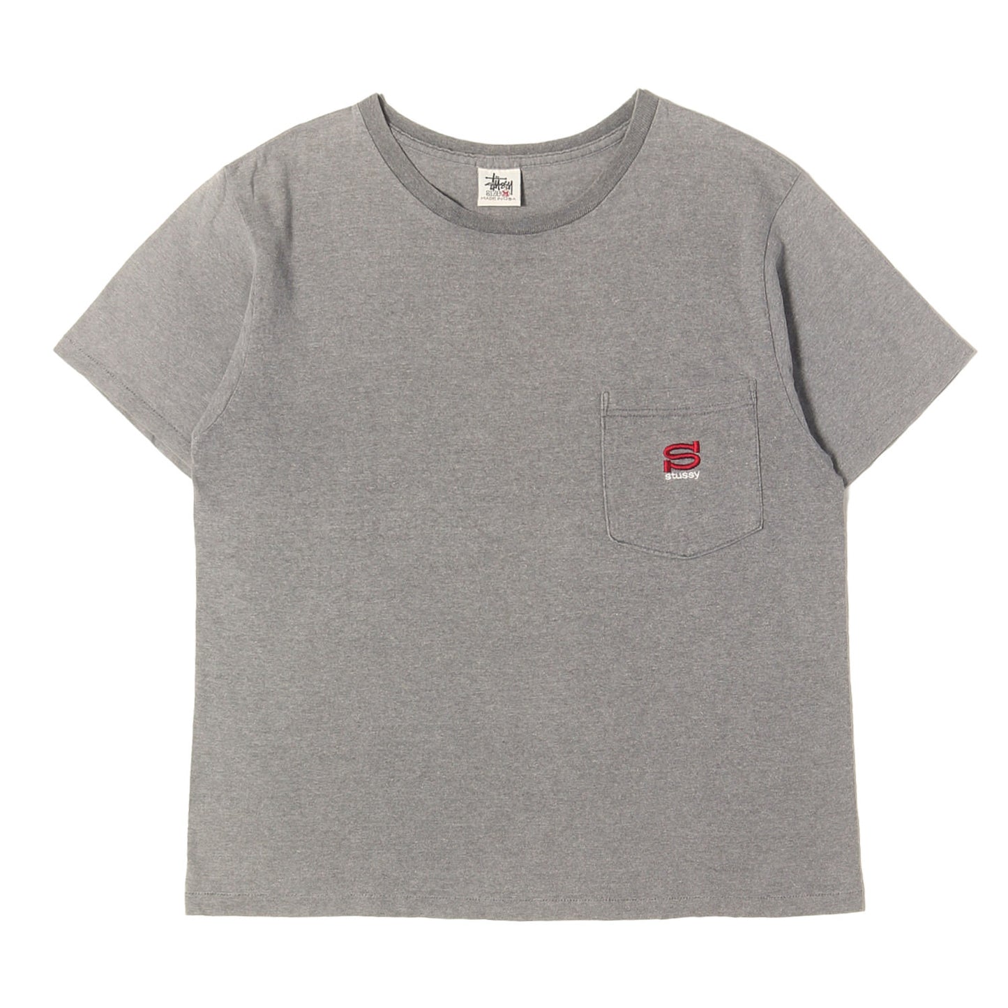 90s OLD STUSSY 白タグ Sロゴ刺繍 ポケット Tシャツ(USA製)