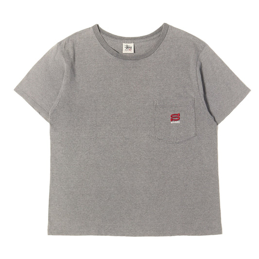 90s OLD STUSSY 白タグ Sロゴ刺繍 ポケット Tシャツ(USA製)