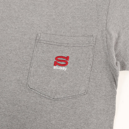 90s OLD STUSSY 白タグ Sロゴ刺繍 ポケット Tシャツ(USA製)