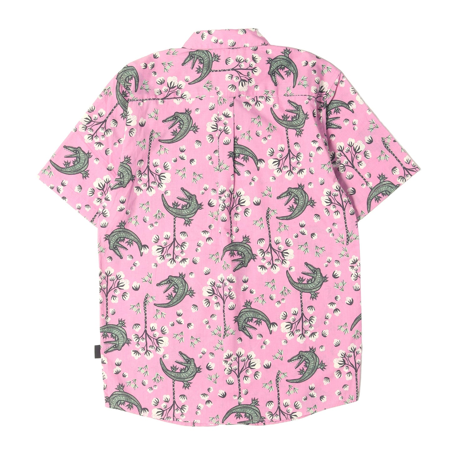 [人気モデル] ワニ × 綿 総柄 ポリコットン 半袖ボタンシャツ (Go-To Shirt)