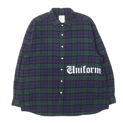 23AW ロゴプリント バギー チェック フランネルシャツ (FLANNEL CHECK GOTHIC LOGO BAGGY SHIRT)