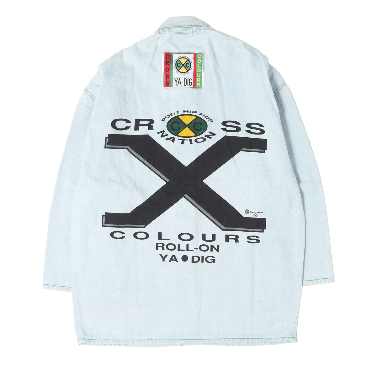 [希少モデル] 90s ロゴマークペイント ブリーチ デニム カバーオール / USA製 Cross Colours