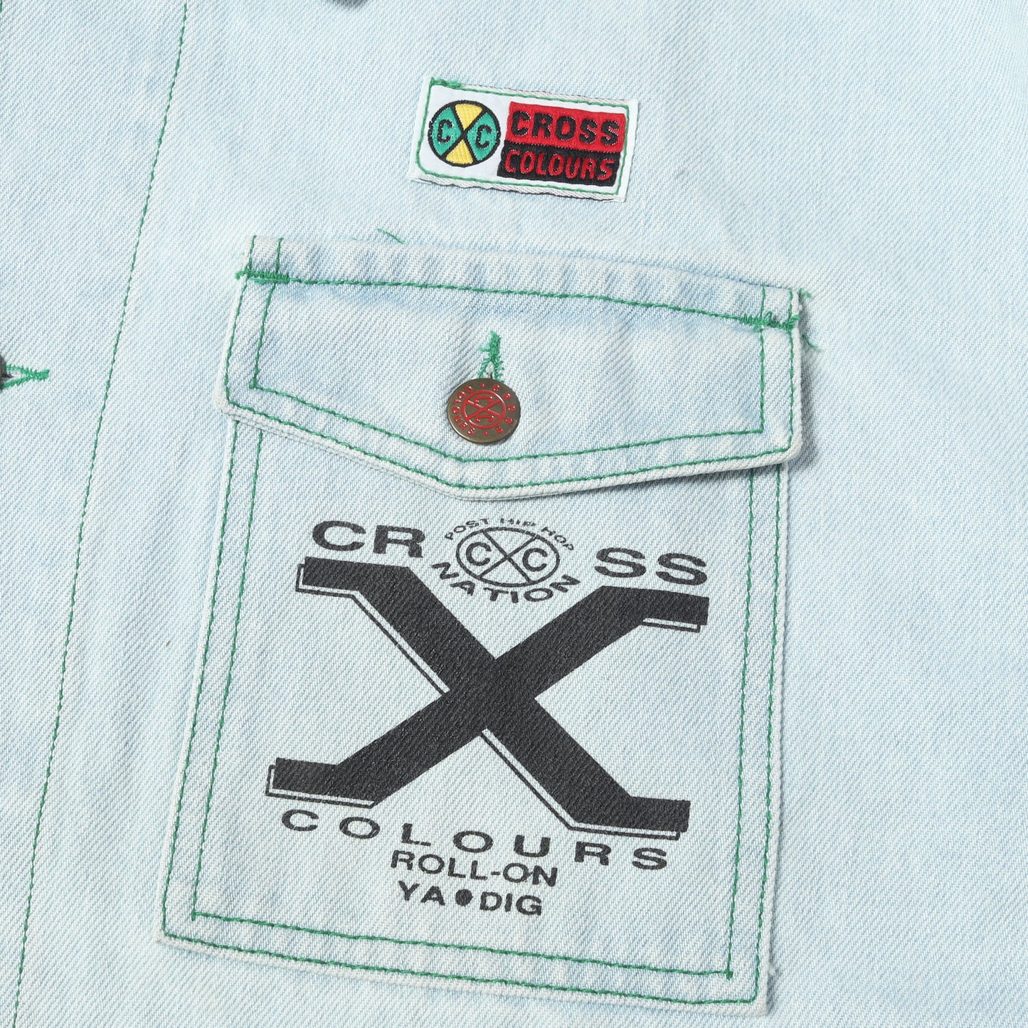 [希少モデル] 90s ロゴマークペイント ブリーチ デニム カバーオール / USA製 Cross Colours
