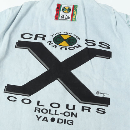 [希少モデル] 90s ロゴマークペイント ブリーチ デニム カバーオール / USA製 Cross Colours