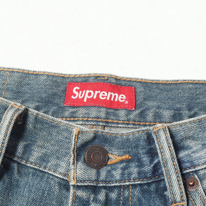 ×Levis ウォッシュ加工 ロゴプリント デニムパンツ(Washed 505 Jean)
