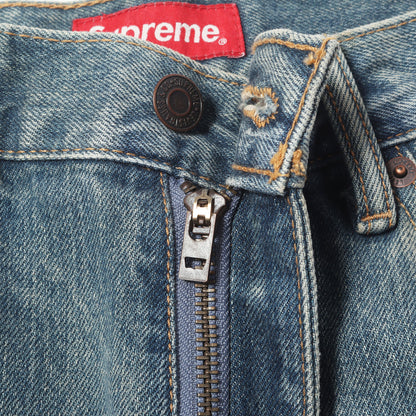 ×Levis ウォッシュ加工 ロゴプリント デニムパンツ(Washed 505 Jean)