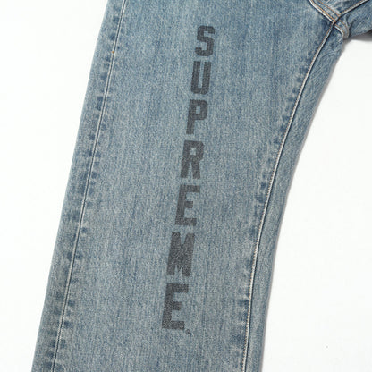 ×Levis ウォッシュ加工 ロゴプリント デニムパンツ(Washed 505 Jean)