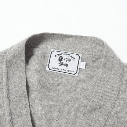 ×STUSSY ワンポイント刺繍 ウールニット カーディガン