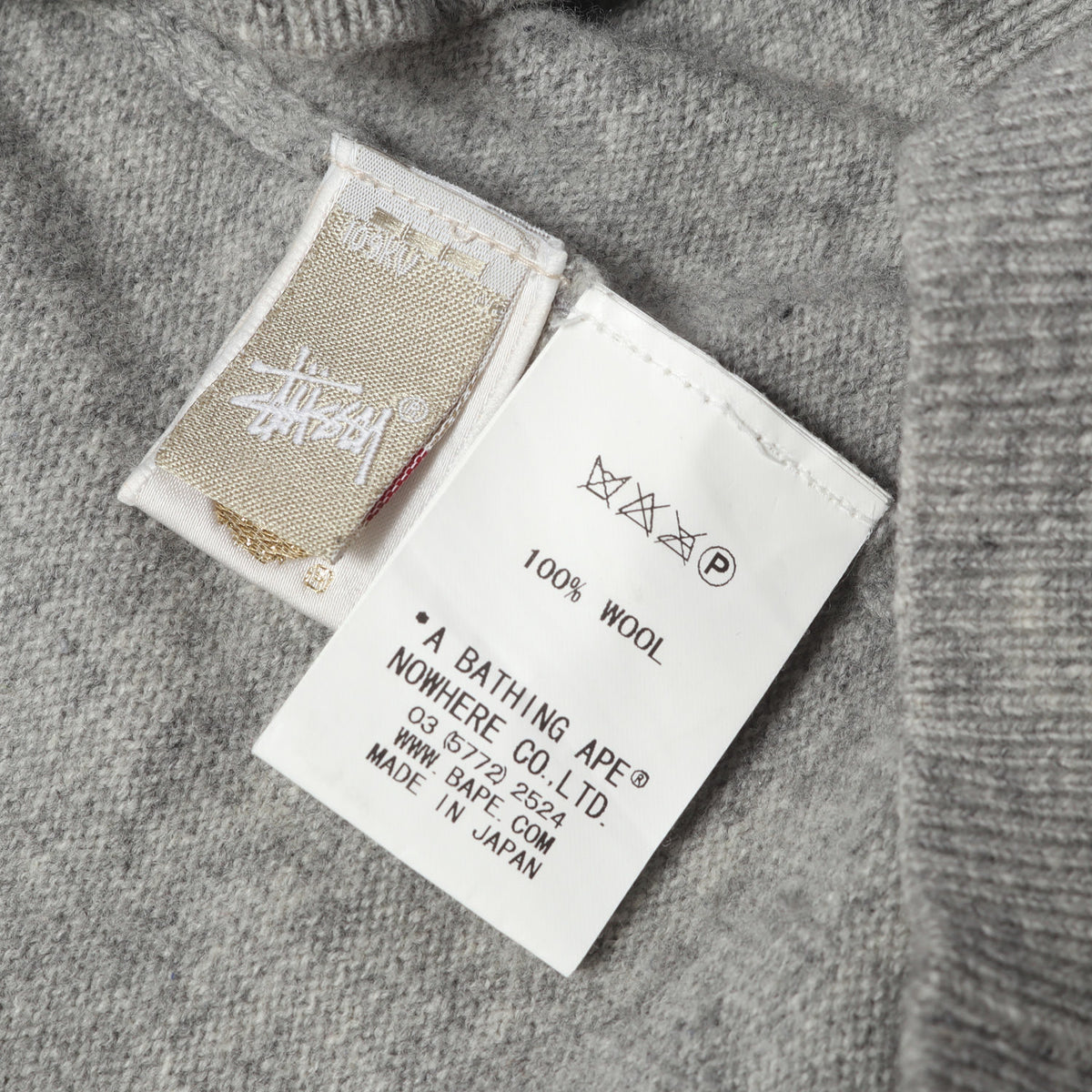 ×STUSSY ワンポイント刺繍 ウールニット カーディガン