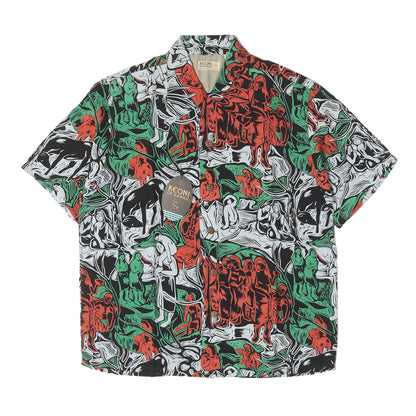 90s KEONI OF HAWAII 初期 ゴーギャン・ウッドカット レーヨン アロハシャツ / GAUGUIN WOODCUT M32500
