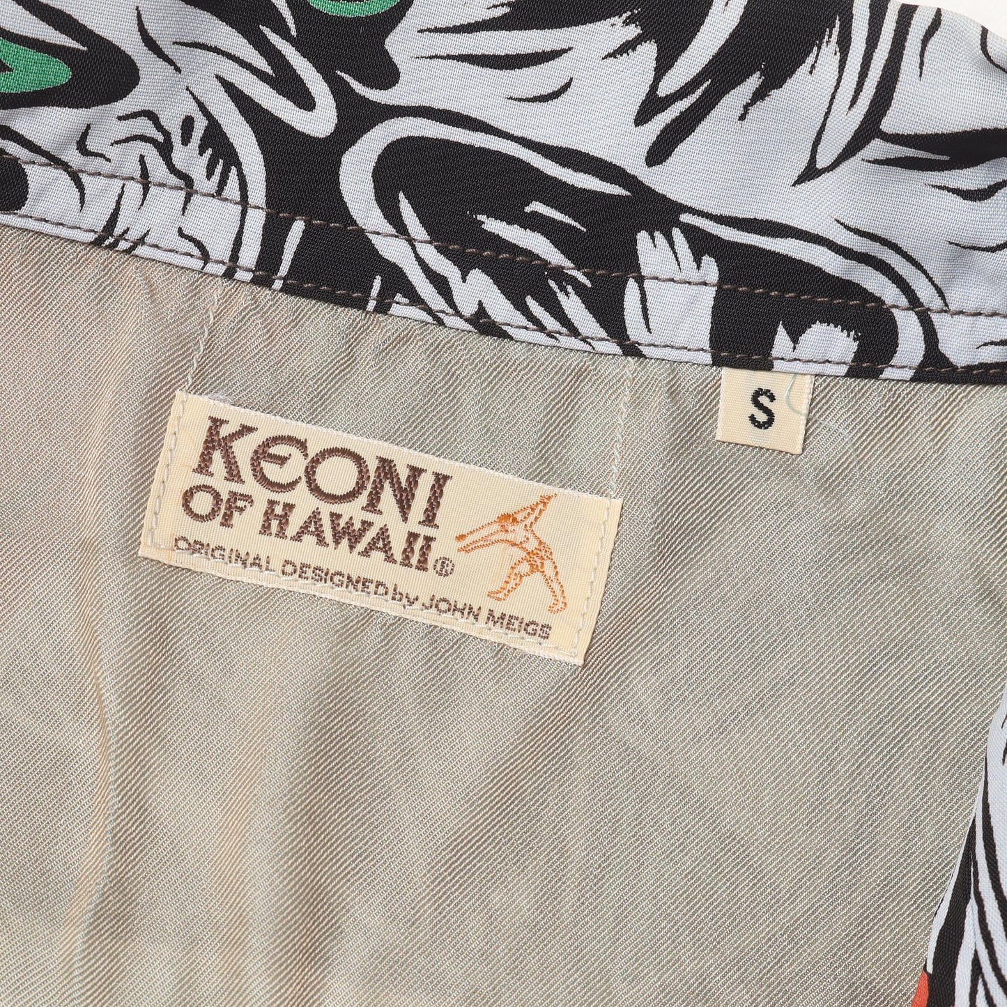90s KEONI OF HAWAII 初期 ゴーギャン・ウッドカット レーヨン アロハシャツ / GAUGUIN WOODCUT M32500