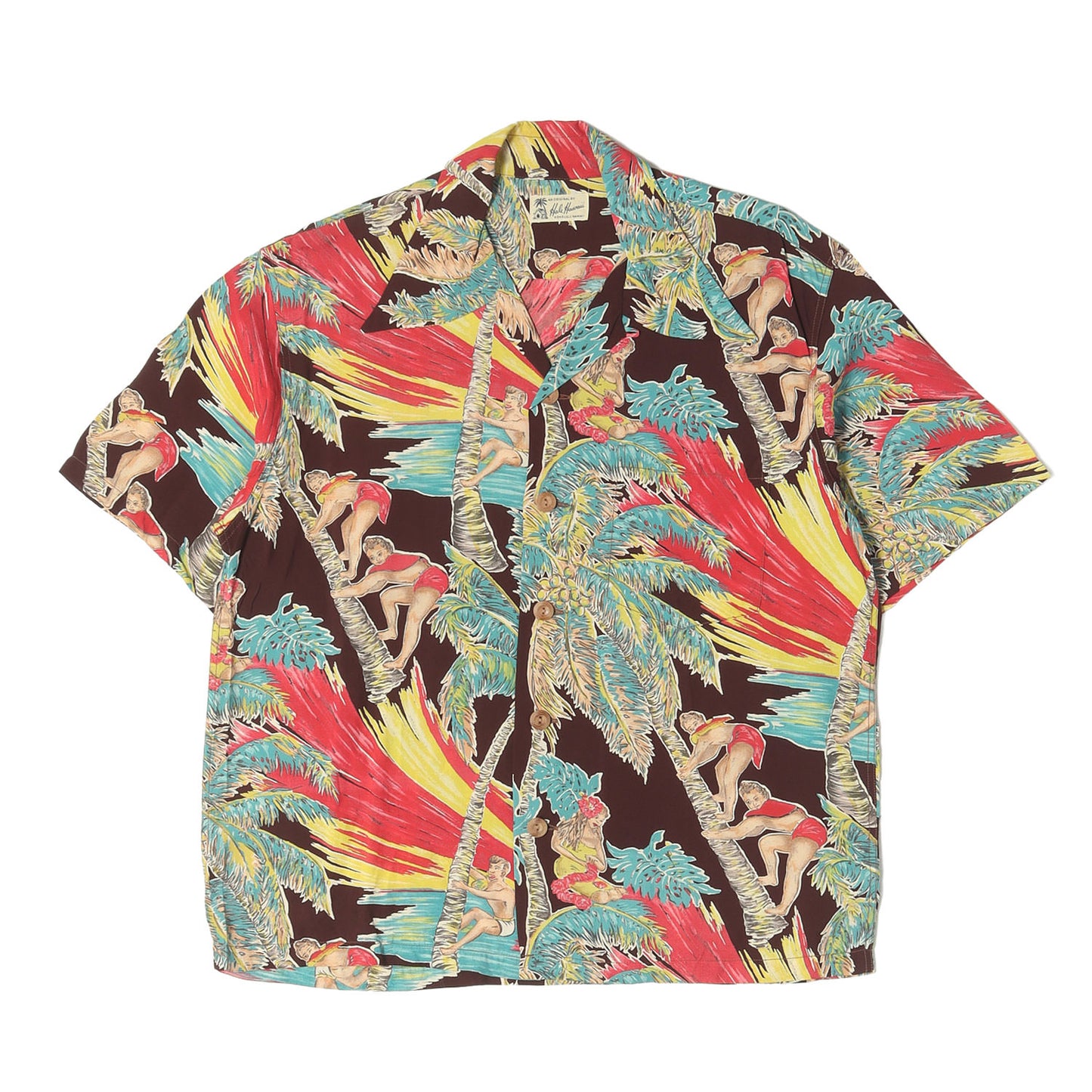 90s ココナッツクライマー柄 レーヨン アロハシャツ / HALE HAWAII実名復刻 SPECIAL EDITION M32541