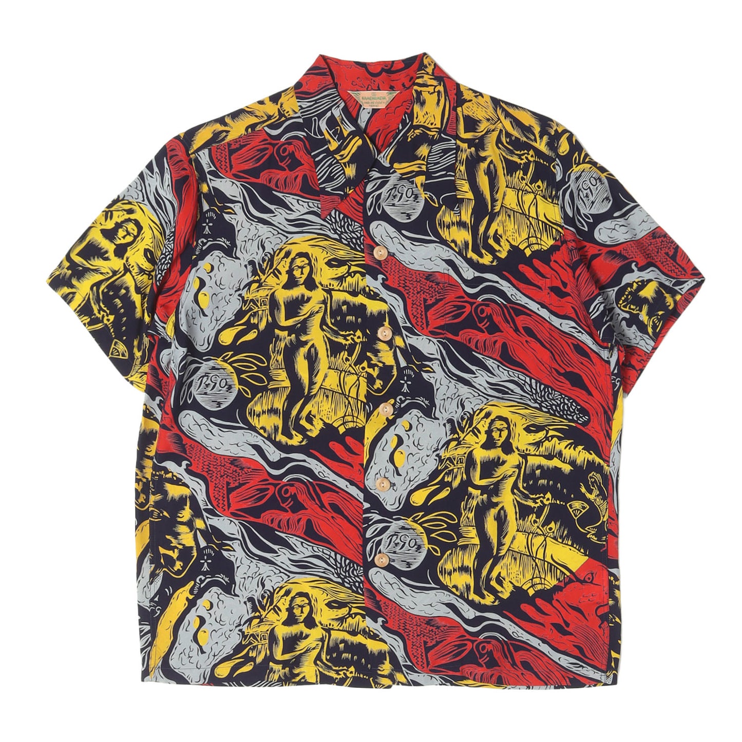 14SS ゴーギャン・ウッドカット レーヨン アロハシャツ / KAMEHAMEHA実名復刻 SPECIAL EDITION SS36655