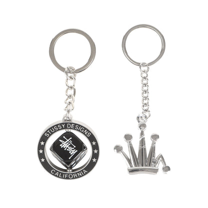 クラウン&ダイス キーホルダー 2種セット(METAL BENT CROWN / SPINNING DICE KEYCHAIN)