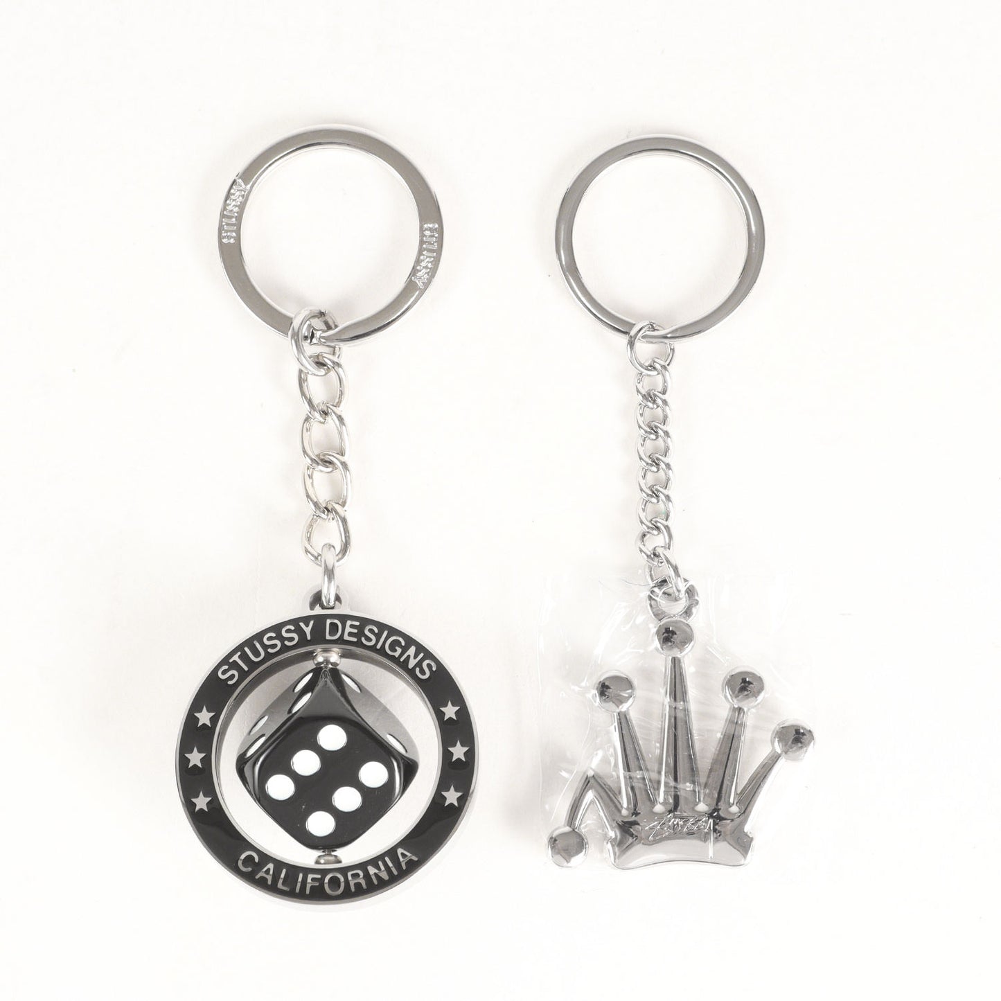 クラウン&ダイス キーホルダー 2種セット(METAL BENT CROWN / SPINNING DICE KEYCHAIN)
