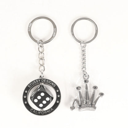 クラウン&ダイス キーホルダー 2種セット(METAL BENT CROWN / SPINNING DICE KEYCHAIN)