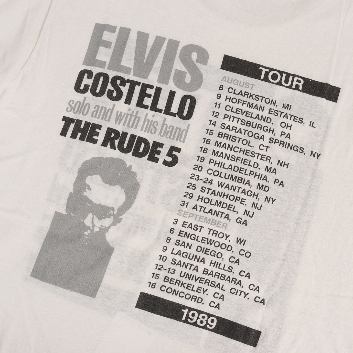 80s Elvis Costello エルヴィス・コステロ 1989 Tour Tシャツ メキシコ製