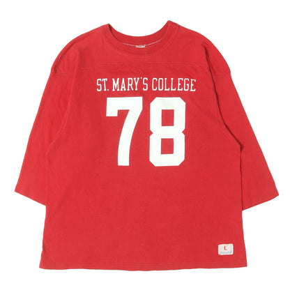 [USA製 バータグ] 70s カレッジロゴ ナンバリング 7分袖 フットボール Tシャツ
