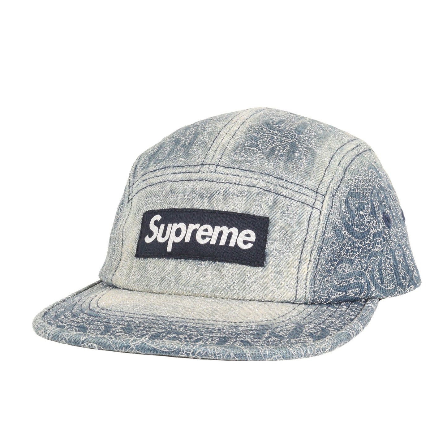 26SS オールドイングリッシュロゴ柄 デニム BOXロゴ キャンプキャップ(Stitched Old English Denim Camp Cap)