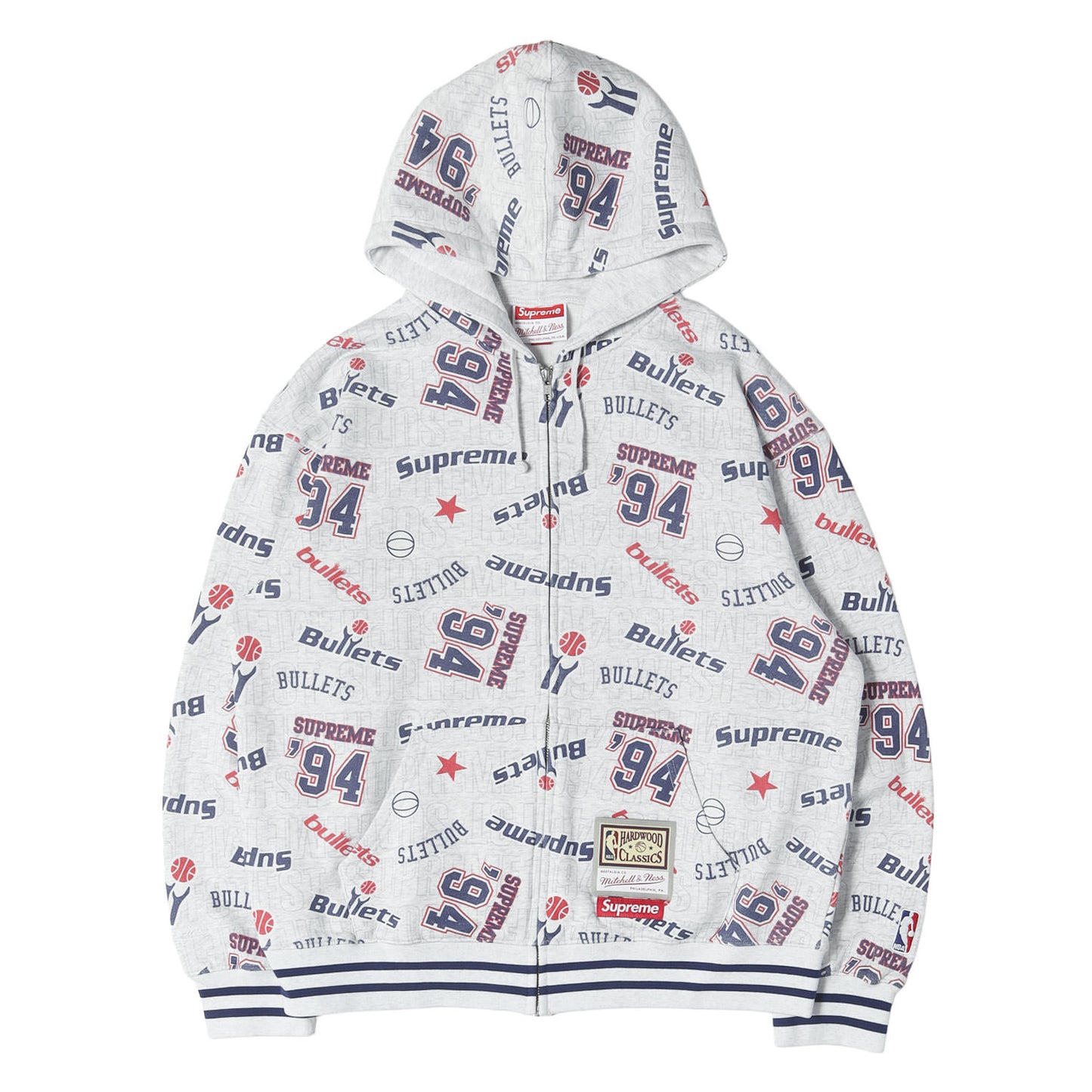26SS ×Mitchell & Ness 総柄グラフィック ジップ スウェットパーカー(Teams Zip Up Hooded Sweatshirt)
