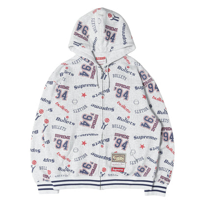26SS ×Mitchell & Ness 総柄グラフィック ジップ スウェットパーカー(Teams Zip Up Hooded Sweatshirt)