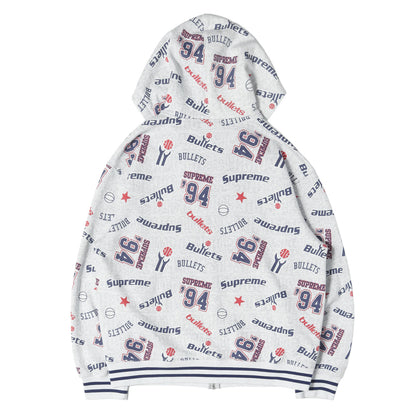 26SS ×Mitchell & Ness 総柄グラフィック ジップ スウェットパーカー(Teams Zip Up Hooded Sweatshirt)