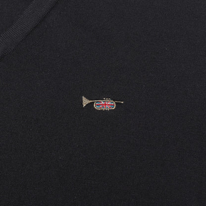 ×JOHN SMEDLEY ワンポイント刺繍 Vネック ハイゲージ ウールニット
