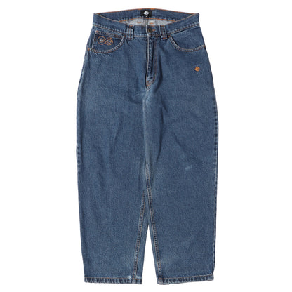 ウォッシュ加工 ワイド テーパード デニムパンツ