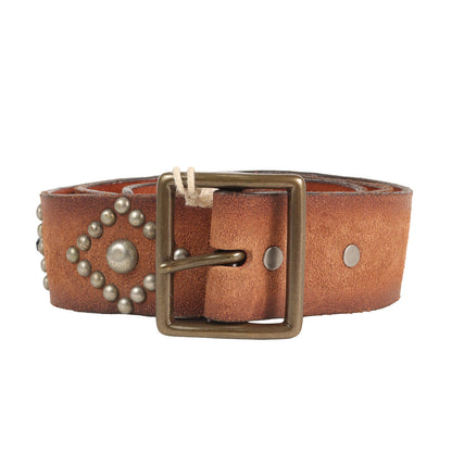 ヴィンテージ加工 ラフアウトレザー スタッズベルト (Studded Roughout Leather Belt) イタリア製