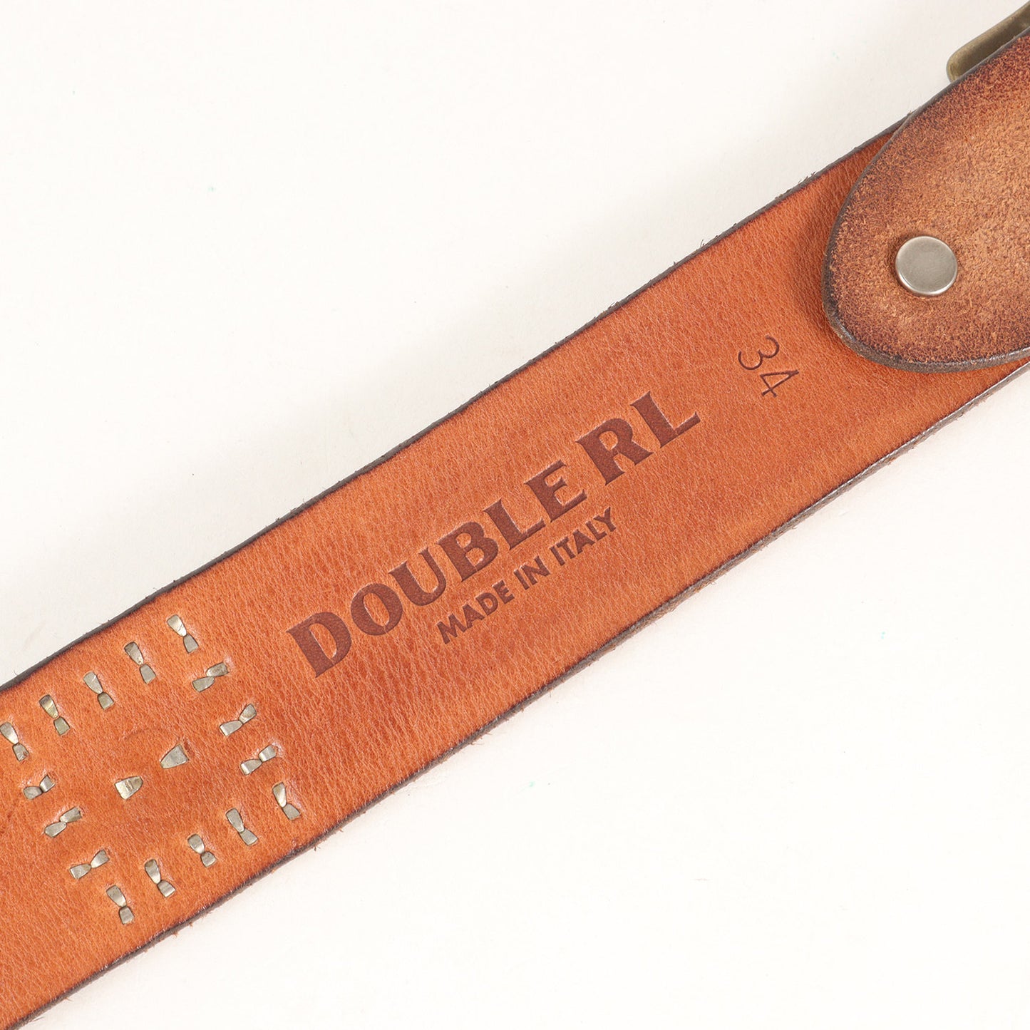 ヴィンテージ加工 ラフアウトレザー スタッズベルト (Studded Roughout Leather Belt) イタリア製