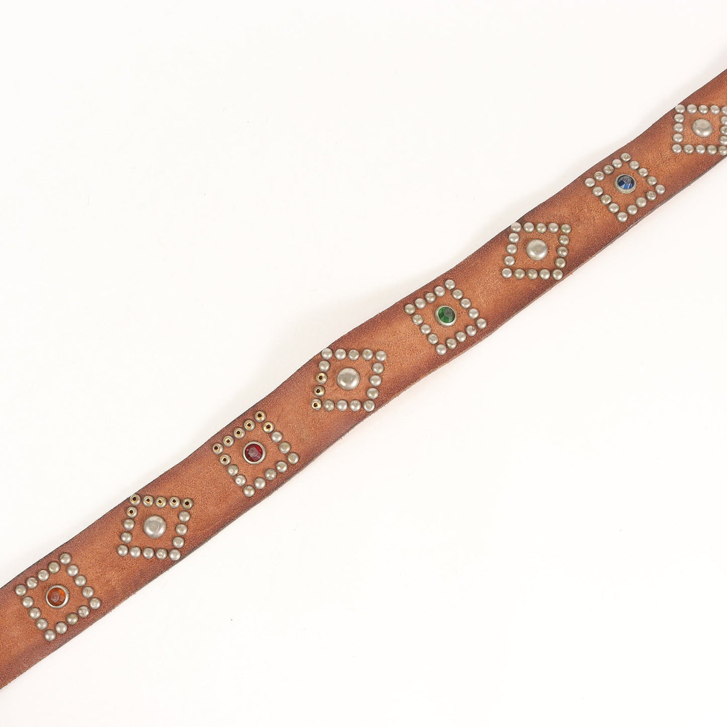 ヴィンテージ加工 ラフアウトレザー スタッズベルト (Studded Roughout Leather Belt) イタリア製