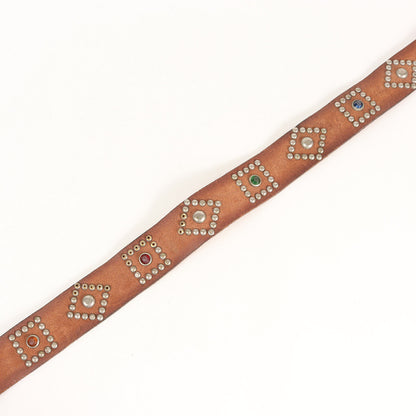 ヴィンテージ加工 ラフアウトレザー スタッズベルト (Studded Roughout Leather Belt) イタリア製