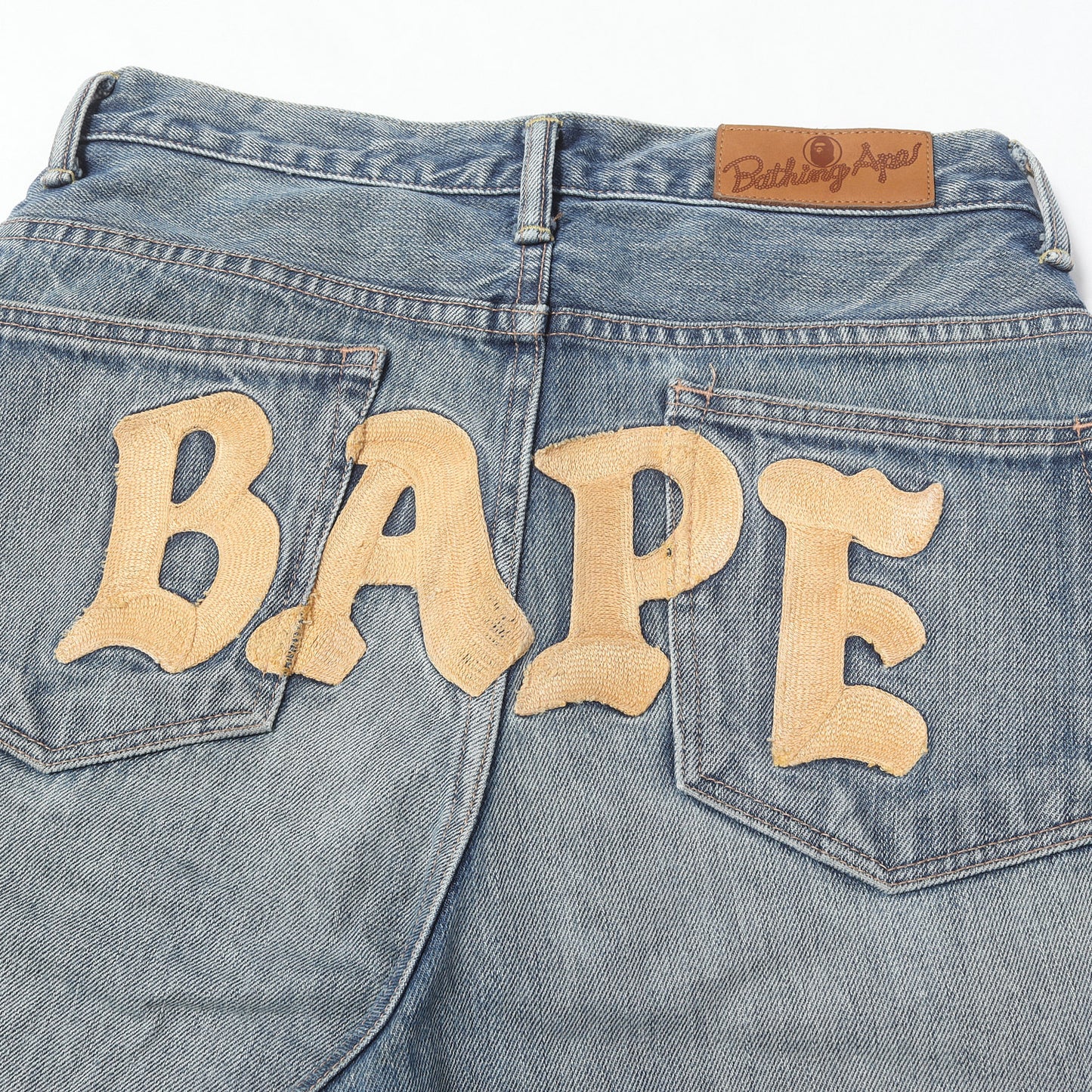 22AW BAPEロゴ刺繍 ヴィンテージ加工 デニムパンツ