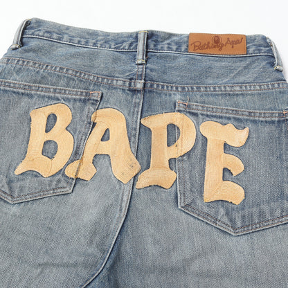 22AW BAPEロゴ刺繍 ヴィンテージ加工 デニムパンツ