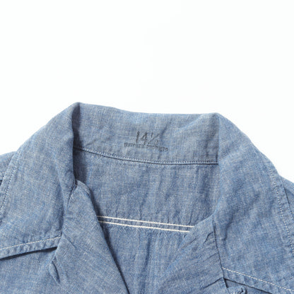 BUTCHER PRODUCTS マチ付き シャンブレー オープンカラー 半袖シャツ