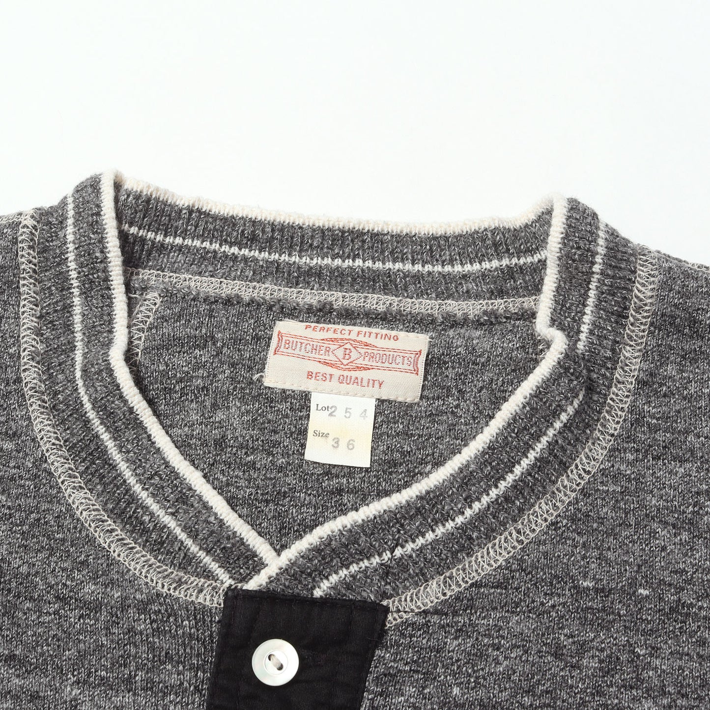 BUTCHER PRODUCTS Lot.254 ヘンリーネック リブ ロングスリーブ Tシャツ