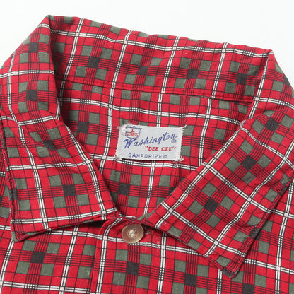 60s プリント チェック コットン ボタンシャツ Washington DEE CEE