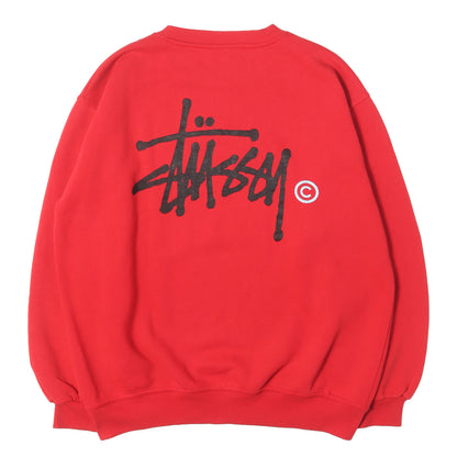 90s OLD STUSSY 赤青タグ ストックロゴ クルーネック スウェット(USA製)